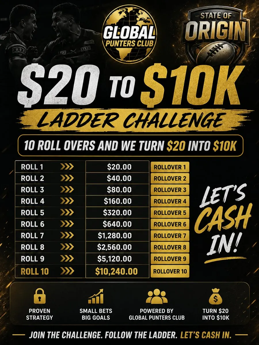 $20 to $10K Ladder Challenge — 10 rollover betting ladder